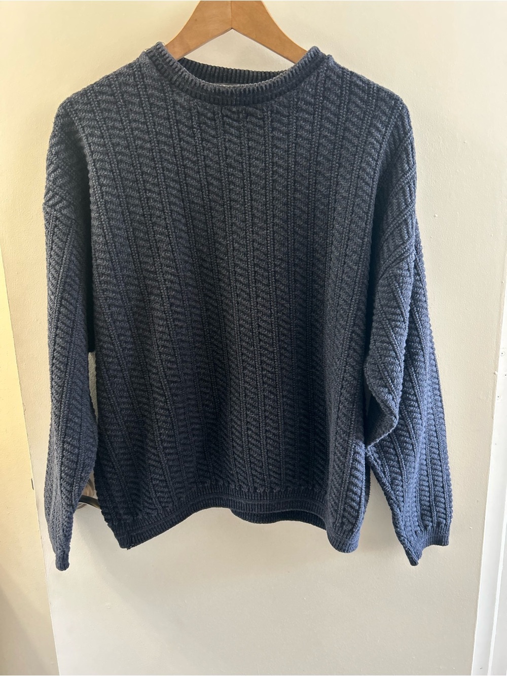 David Taylor Men's Charcoal Cable Crewneck Sweater